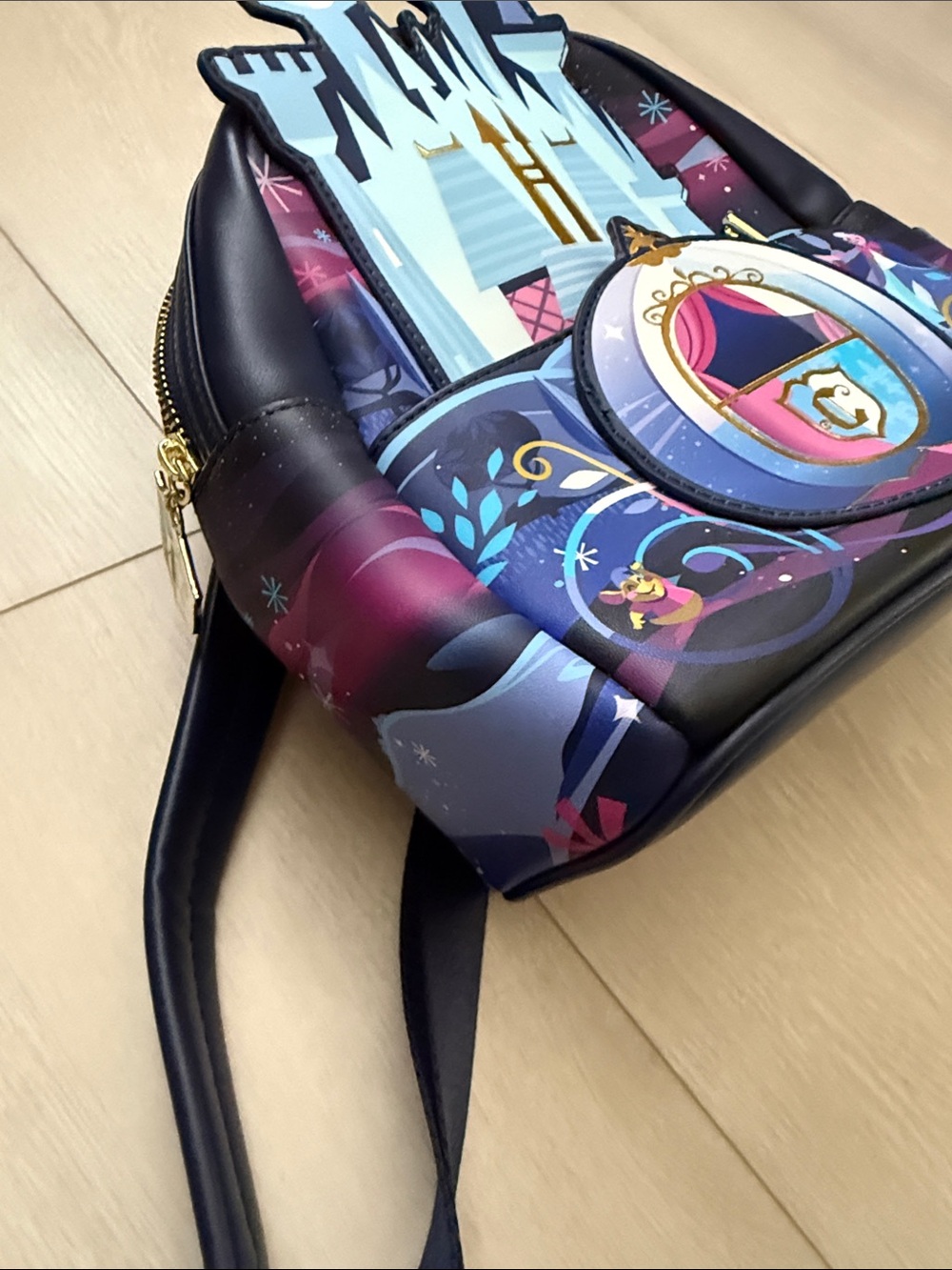 Loungefly Castle Carriage Mini Backpack - Navy, Light Blue, Purple - Picture 7 of 12